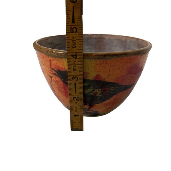 Art Pottery Raven Bowl By Celtic Raven Studio Black Orange - Picture 7 of 8